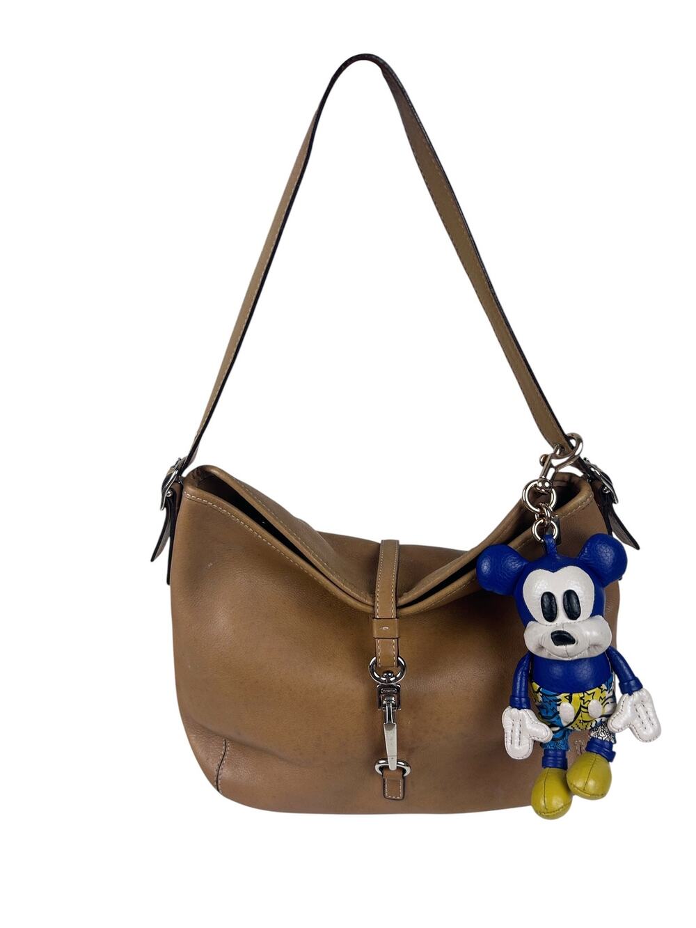 Coach Tan Leather Hamilton Front Clip Fold Over Top Handle Hobo Shoulder Bag
